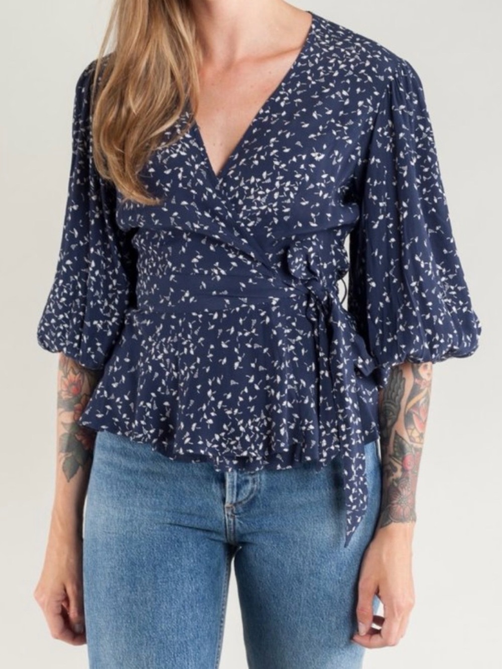 Ganni barra wrap blouse
